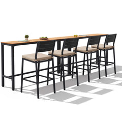 3-Piece Outdoor Bar Set with Wood-Plastic Table and Bar Chairs