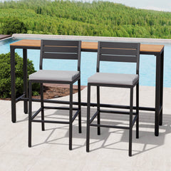 3-Piece Outdoor Bar Set with Wood-Plastic Table and Bar Chairs