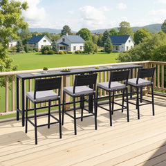 3-Piece Outdoor Bar Set with Wood-Plastic Table and Bar Chairs