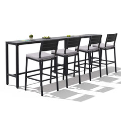 3-Piece Outdoor Bar Set with Wood-Plastic Table and Bar Chairs
