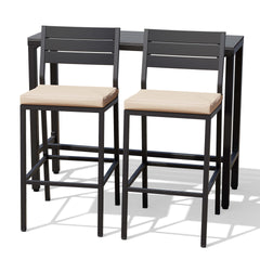 3-Piece Outdoor Bar Set with Wood-Plastic Table and Bar Chairs