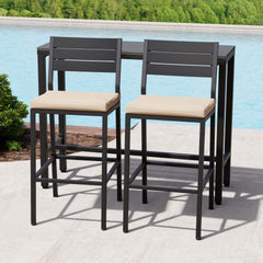3-Piece Outdoor Bar Set with Wood-Plastic Table and Bar Chairs