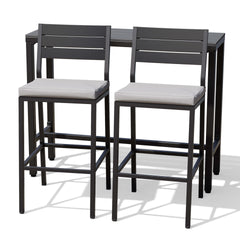 3-Piece Outdoor Bar Set with Wood-Plastic Table and Bar Chairs