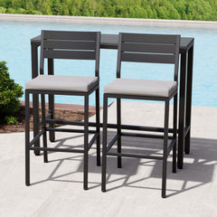 3-Piece Outdoor Bar Set with Wood-Plastic Table and Bar Chairs