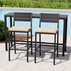 3-Piece Outdoor Bar Set with Wood-Plastic Table and Bar Chairs