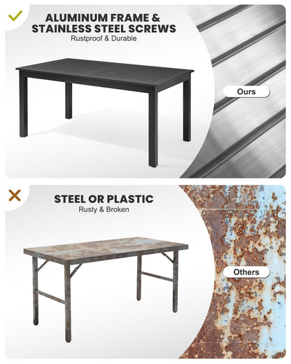 Crestlive Products 95 x 35 in. Expandable Rectangular Aluminum Outdoor Dining Table