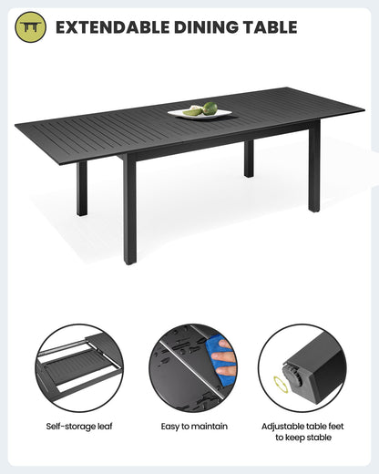 Crestlive Products 95 x 35 in. Expandable Rectangular Aluminum Outdoor Dining Table