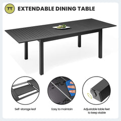95x35" Expandable Aluminum Outdoor Dining Table