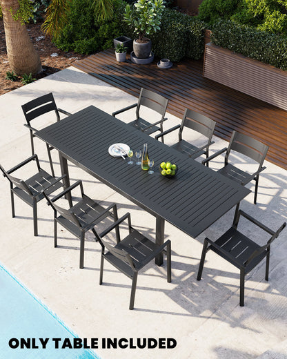 Crestlive Products 95 x 35 in. Expandable Rectangular Aluminum Outdoor Dining Table