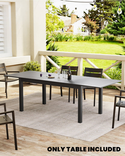 Crestlive Products 95 x 35 in. Expandable Rectangular Aluminum Outdoor Dining Table