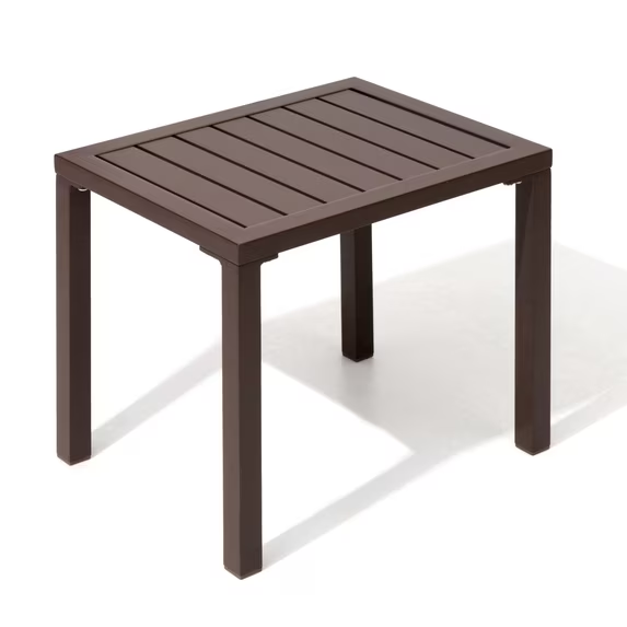 Crestlive Products Outdoor Side Table, 18" x 13.7" Aluminum Rectangular Patio End Table, All-Weather, Brown