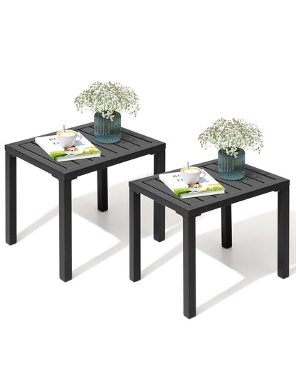 Crestlive Products Aluminum Rectangular Patio Side Table, Small Outdoor Bistro Coffee Table