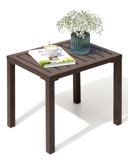 Crestlive Products Aluminum Rectangular Patio Side Table, Small Outdoor Bistro Coffee Table