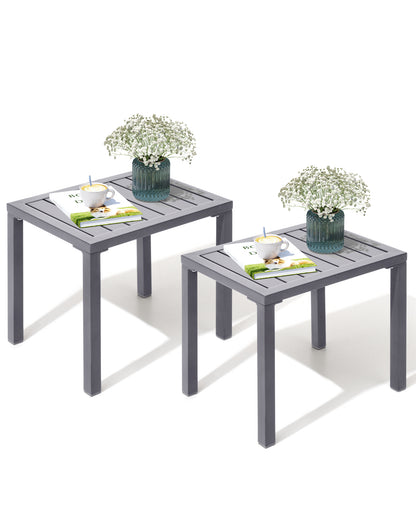 Crestlive Products Aluminum Rectangular Patio Side Table, Small Outdoor Bistro Coffee Table