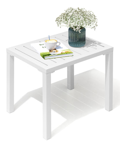 Crestlive Products Aluminum Rectangular Patio Side Table, Small Outdoor Bistro Coffee Table