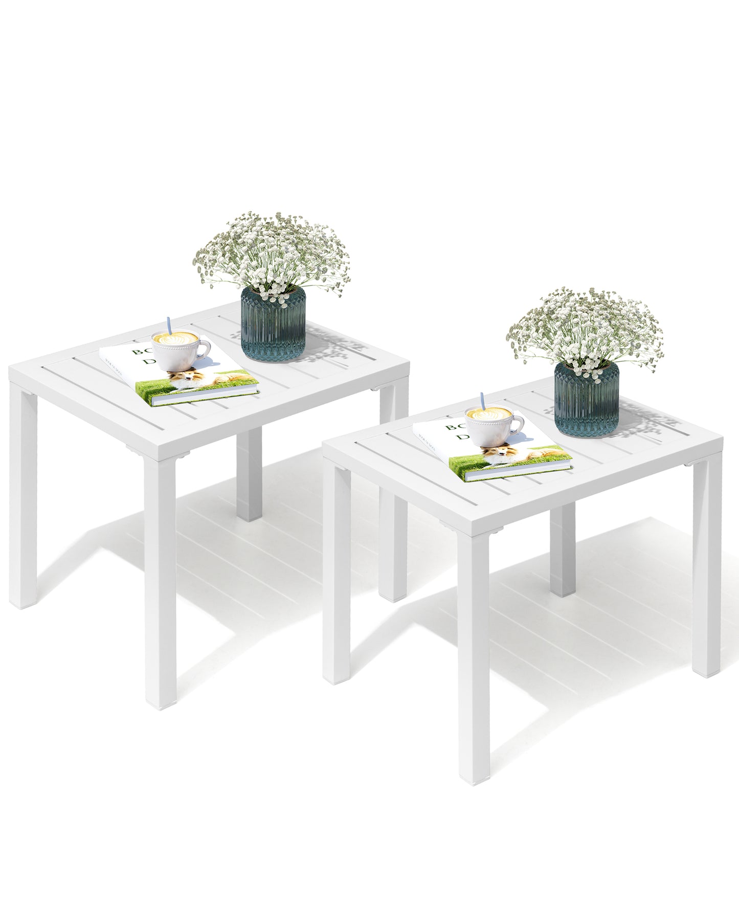 Crestlive Products Aluminum Rectangular Patio Side Table, Small Outdoor Bistro Coffee Table
