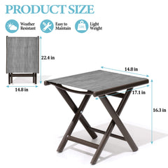 15x17" Aluminum Foldable Outdoor Side Table with Textilene Tabletop