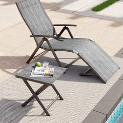 15x17" Aluminum Foldable Outdoor Side Table with Textilene Tabletop