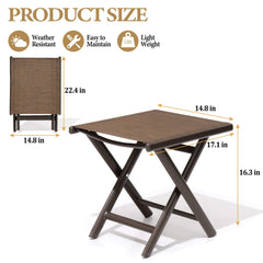 15x17" Aluminum Foldable Outdoor Side Table with Textilene Tabletop