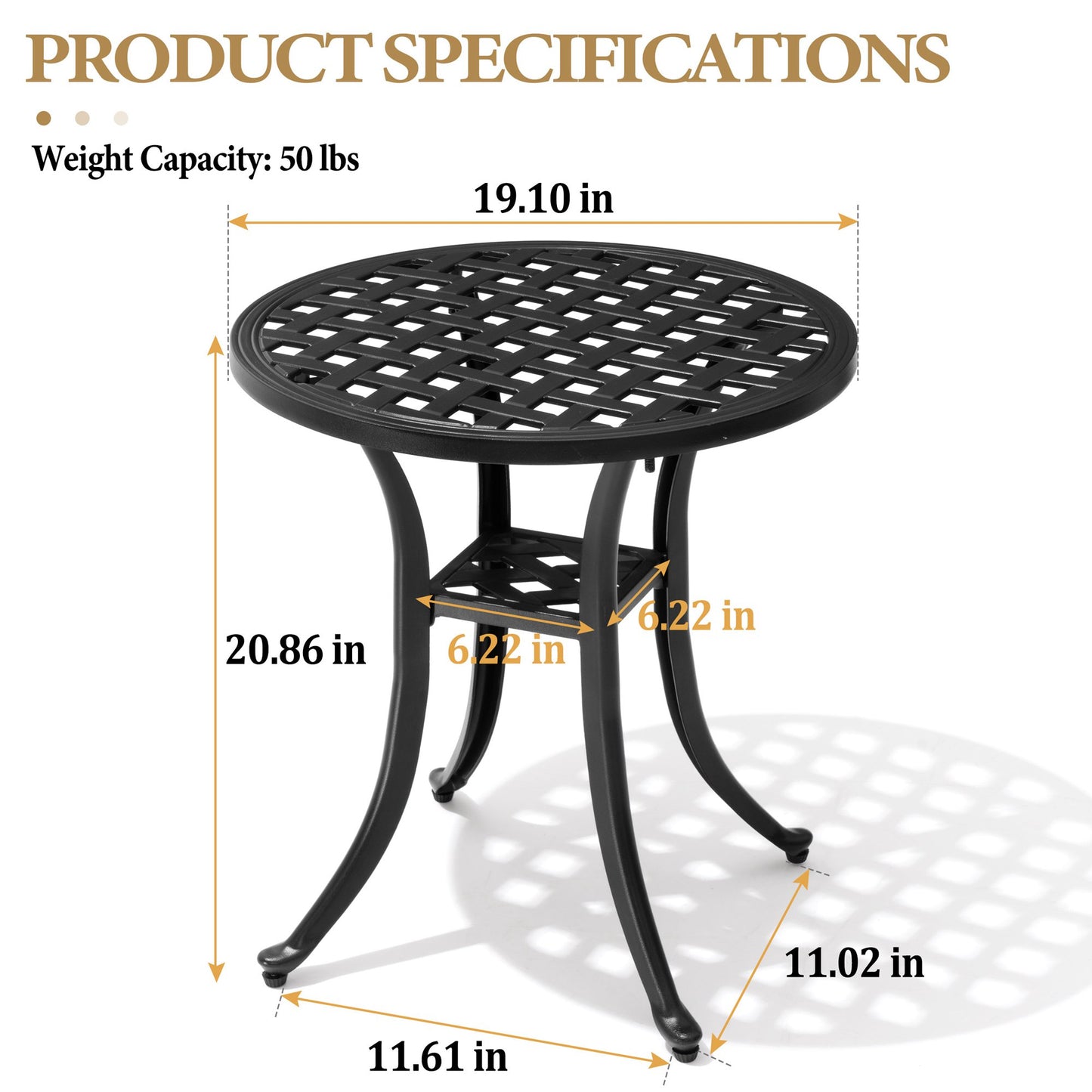 Crestlive Products Round Patio Side Table Cast Aluminum End Table
