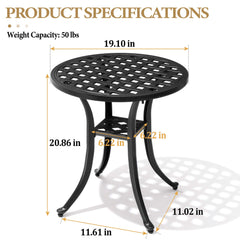 19x19" Round Cast Aluminum Outdoor Side Table