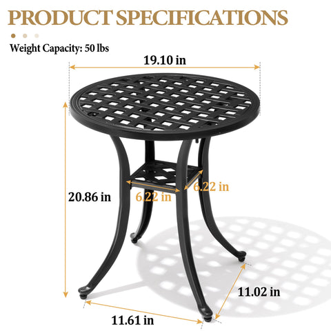 Crestlive Products 19 x 19 in. Round Cast Aluminum Outdoor Side Table