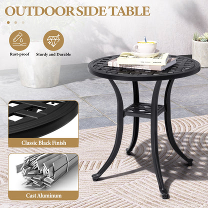 Crestlive Products Round Patio Side Table Cast Aluminum End Table
