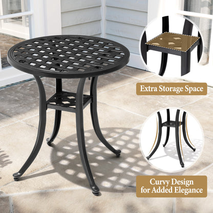 Crestlive Products Round Patio Side Table Cast Aluminum End Table