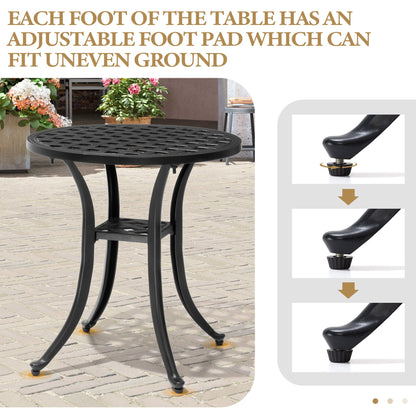 Crestlive Products Round Patio Side Table Cast Aluminum End Table