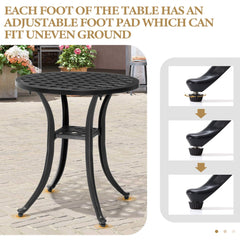 19x19" Round Cast Aluminum Outdoor Side Table