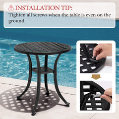 19x19" Round Cast Aluminum Outdoor Side Table