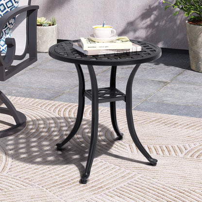 Crestlive Products Round Patio Side Table Cast Aluminum End Table