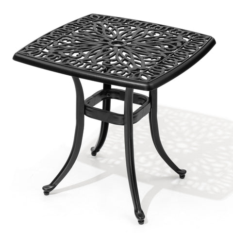 Crestlive Products 21 x 21 in. Square Cast Aluminum Outdoor Side Table with Umbrella Hole