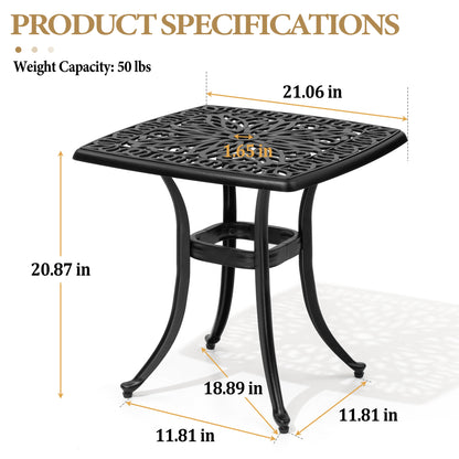 Crestlive Products Square Patio Side Table Cast Aluminum End Table