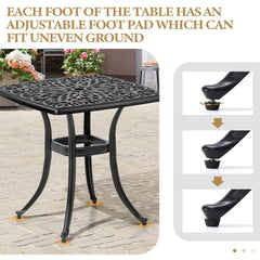 21x21" Square Cast Aluminum Side Table with Umbrella Hole