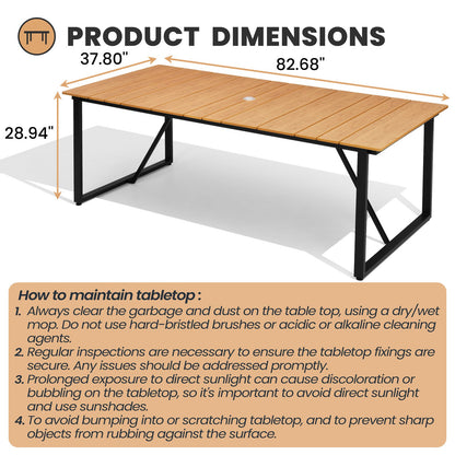 Crestlive Products Outdoor Aluminum Rectangular Dining Table with PE Rattan Chairs
