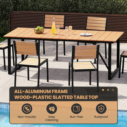 Crestlive Products 7-Piece Outdoor Dining Set with Umbrella Hole, All-Weather Aluminum for 6