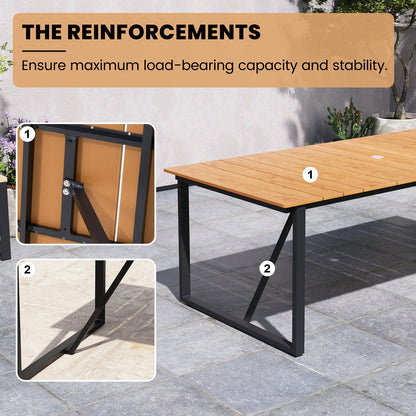 Crestlive Products Outdoor Aluminum Rectangular Dining Table with PE Rattan Chairs