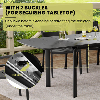 Crestlive Products Aluminum Outdoor Dining Set with 94.5 in. Extension and Stackable Chairs