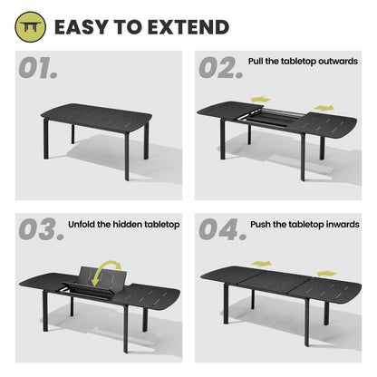 Crestlive Products Expandable Rectangular Patio Dining Table Set with Chairs