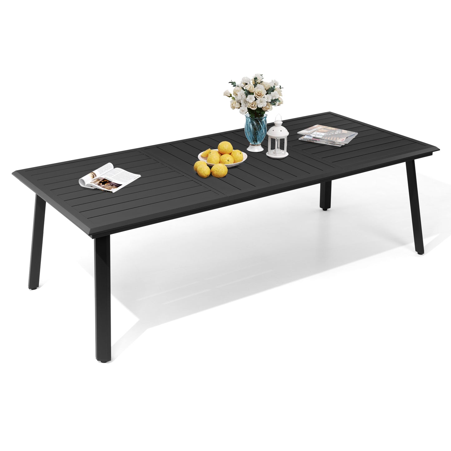 Crestlive Products 94 x 42 In. Rectangular Aluminum Outdoor Dining Table with Umbrella Hole