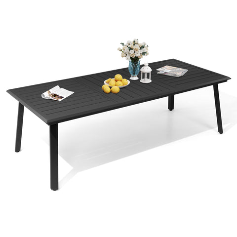 Crestlive Products Rectangular Aluminum Outdoor Dining Table with Umbrella Hole