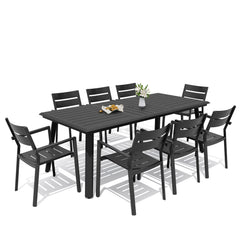 Aluminum Dining Set with Umbrella Hole & Stackable Chairs