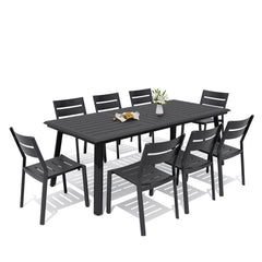 Aluminum Dining Set with Umbrella Hole & Stackable Chairs