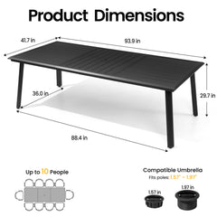 Aluminum Outdoor Dining Table with Umbrella Hole