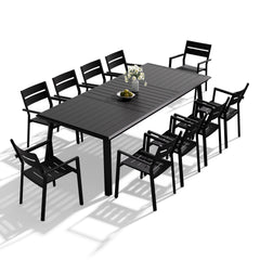 Aluminum Dining Set with Umbrella Hole & Stackable Chairs