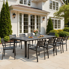 Aluminum Dining Set with Umbrella Hole & Stackable Chairs