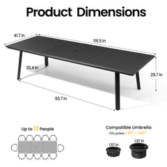 Aluminum Outdoor Dining Table with Umbrella Hole