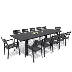 Aluminum Dining Set with Umbrella Hole & Stackable Chairs