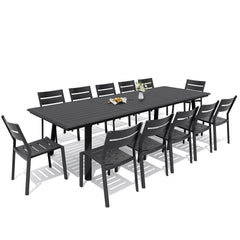 Aluminum Dining Set with Umbrella Hole & Stackable Chairs